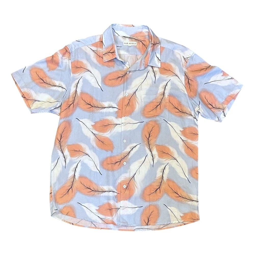 Far Afield Stachio Classic Short Sleeve Shirt Tourmaline Feather Blue Men’s 4/XL